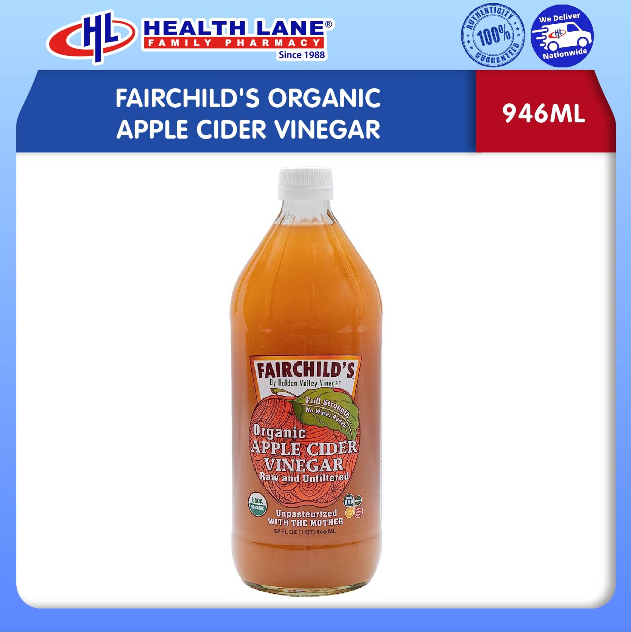 FAIRCHILD'S ORGANIC APPLE CIDER VINEGAR (946ML)